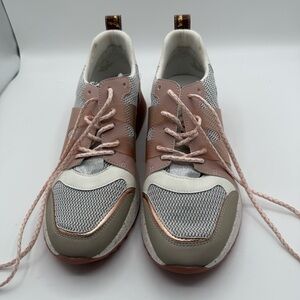 Sam Edelman Women’s Darsie Leather & Mesh Lace Up Sneakers Pink White Size 11